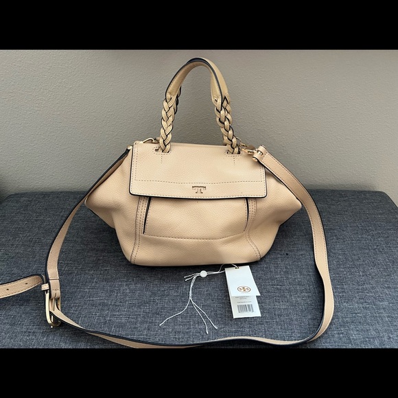 Tory Burch Half Moon Satchel Small in Beigh - Picture 2 of 11